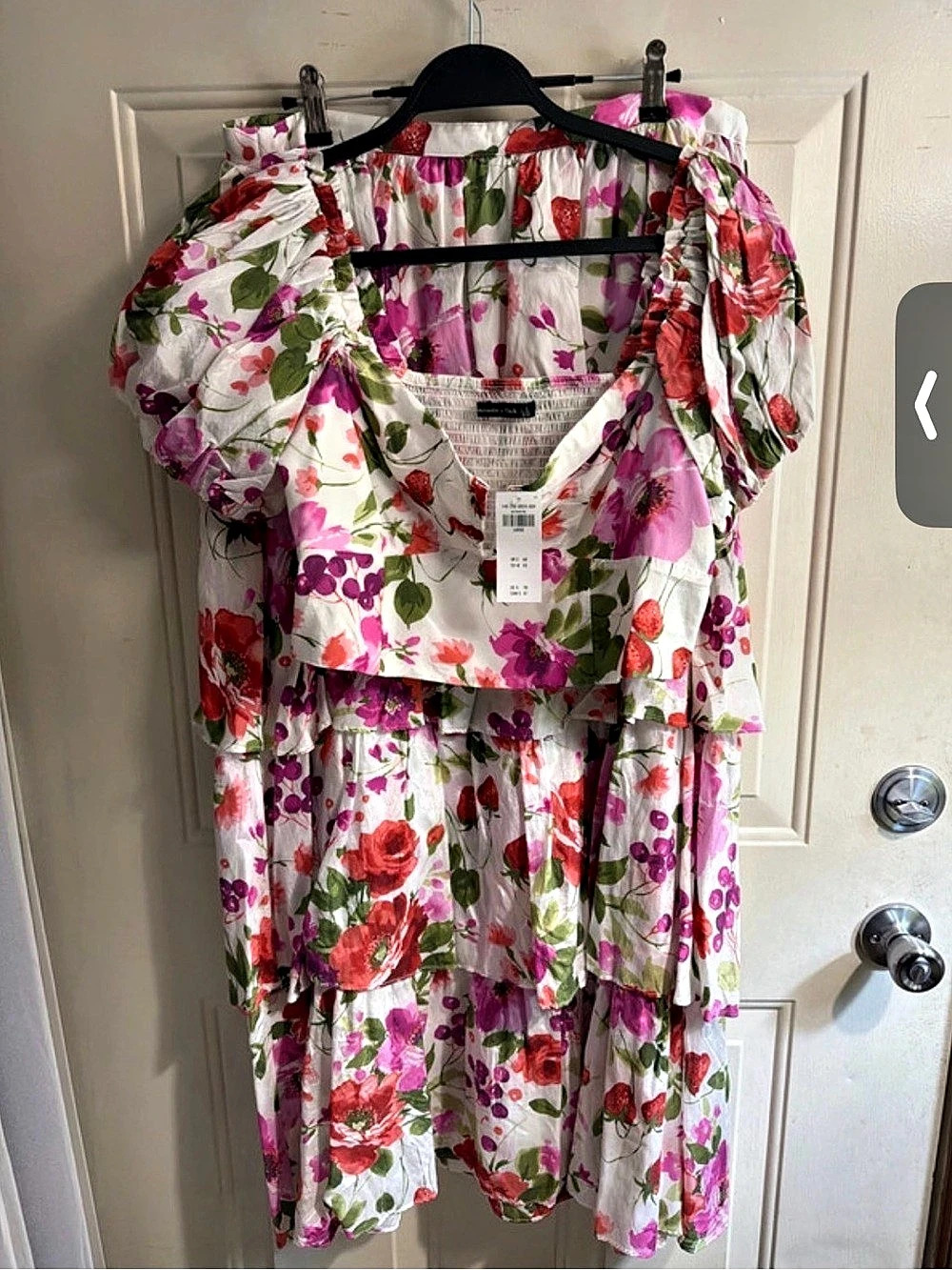 Abercrombie & Fitch Drama Puff Sleeve Sweetheart Set Top & Drama Tiered Maxi